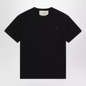 Valentino Black cotton T-shirt with VGold