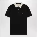 Valentino Black cotton piqué polo shirt with Vgold