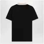 Valentino Black cotton piqué polo shirt with Vgold
