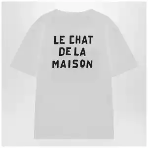 Valentino White T-shirt with Le Chat De La Maison print