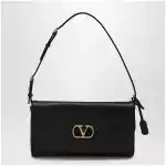 Valentino Garavani Devain VLogo leather clutch shoulder bag in black