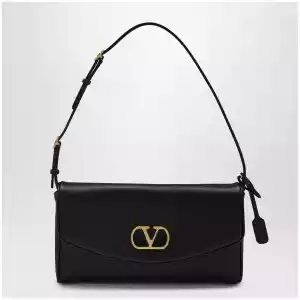 Valentino Garavani Devain VLogo leather clutch shoulder bag in black