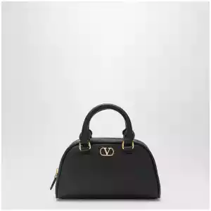 Valentino Garavani Black VLogo Signature mini duffle bag in grained calfskin