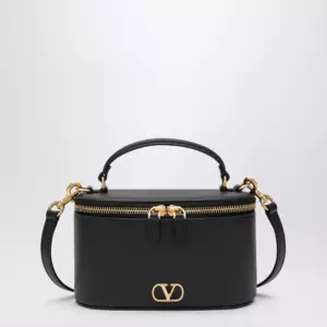 Valentino Garavani Vlogo Signature Mini Vanity Bag in black grained calfskin