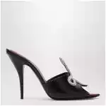 Valentino Garavani Black Coeur Vipère slide sandals in goatskin