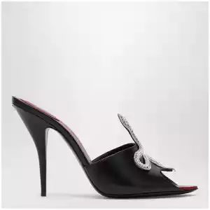 Valentino Garavani Black Coeur Vipère slide sandals in goatskin