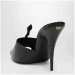 Valentino Garavani Black Coeur Vipère slide sandals in goatskin