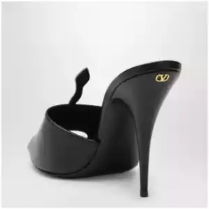 Valentino Garavani Black Coeur Vipère slide sandals in goatskin