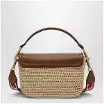 Valentino Garavani Alltime raffia and leather bag with Cherryfic embroidered strap