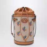 Valentino Garavani Canvas bucket bag with floral embroidery