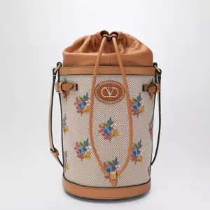 Valentino Garavani Canvas bucket bag with floral embroidery