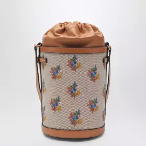 Valentino Garavani Canvas bucket bag with floral embroidery