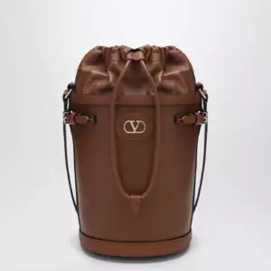 Valentino Garavani VLogo Signature Bucket Bag in Tobacco