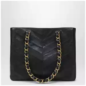 Valentino Garavani Black Laseine Shopping Bag