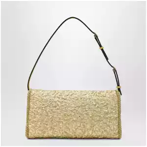 Valentino Garavani Small DeVain bag in gold cloqué jacquard fabric