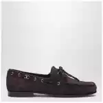 Valentino Garavani Brown suede lace-up loafers