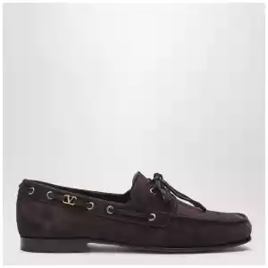 Valentino Garavani Brown suede lace-up loafers