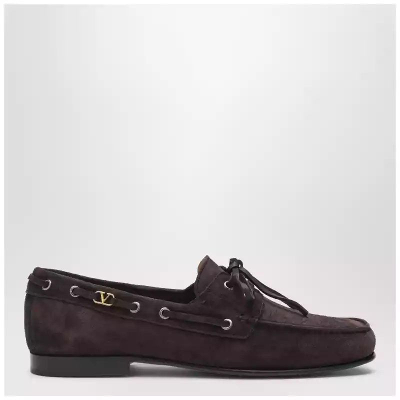 Valentino Garavani Brown suede lace-up loafers