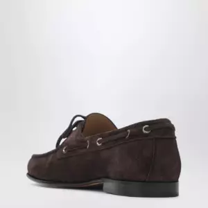 Valentino Garavani Brown suede lace-up loafers