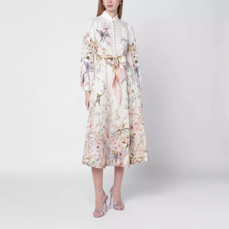 ZIMMERMANN Rebellion cream Aviary midi dress