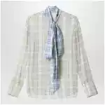Acne Studios Silk blouse with scarf Green/orange