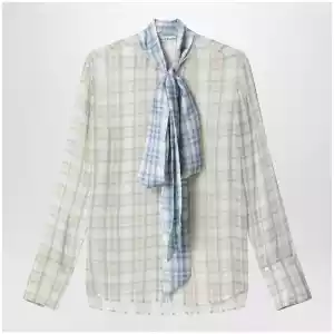 Acne Studios Silk blouse with scarf Green/orange
