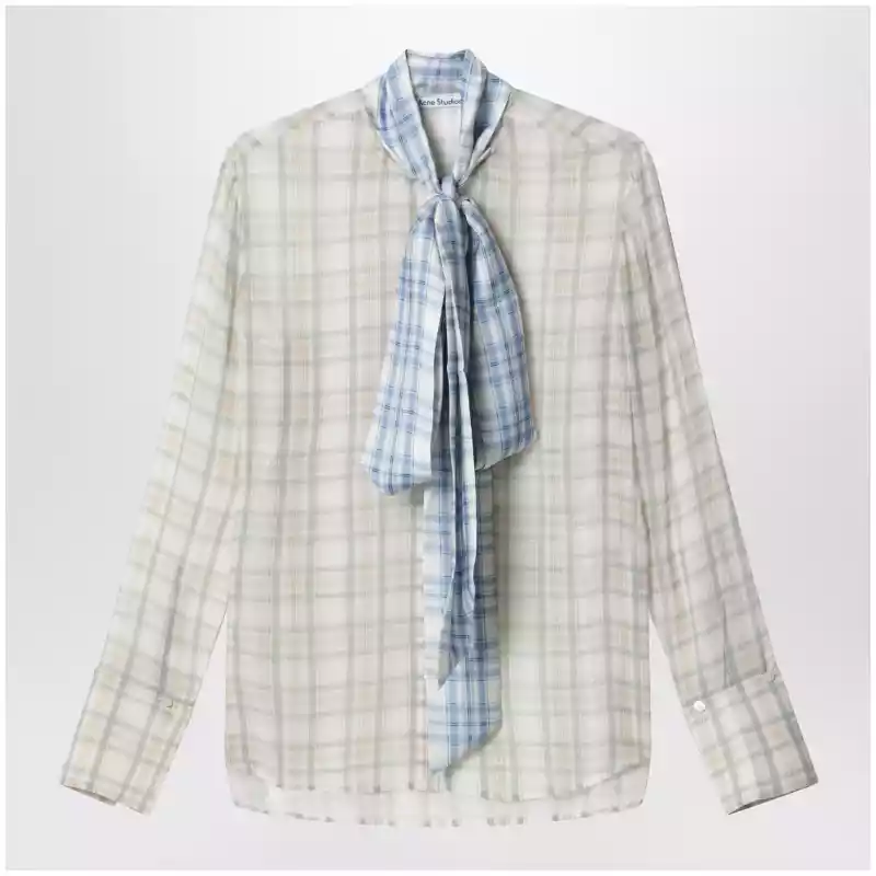 Acne Studios Silk blouse with scarf Green/orange
