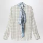 Acne Studios Silk blouse with scarf Green/orange