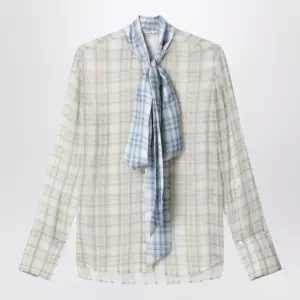 Acne Studios Silk blouse with scarf Green/orange