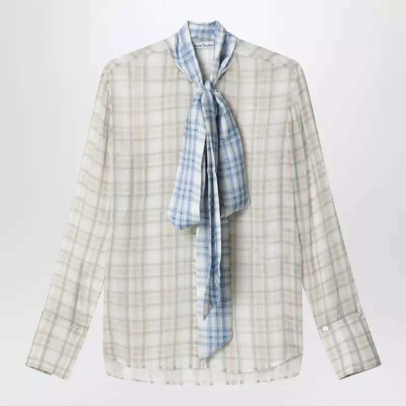 Acne Studios Silk blouse with scarf Green/orange