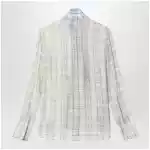Acne Studios Silk blouse with scarf Green/orange