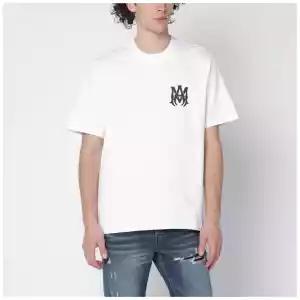 AMIRI White cotton T-shirt with logo