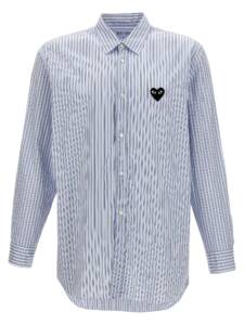 Comme Des Garçons Play Comme Des GarÇons Play Logo Patch Striped Shirt