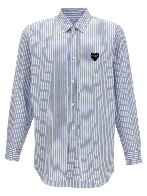 Comme Des Garçons Play Comme Des GarÇons Play Logo Patch Striped Shirt