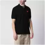 Comme des Garçons Shirt Black Red Heart cotton polo shirt