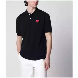 Comme des Garçons Shirt Red Heart polo shirt in navy blue cotton