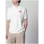 Comme des Garçons Shirt White Red Heart cotton polo shirt