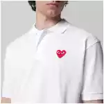 Comme des Garçons Shirt White Red Heart cotton polo shirt