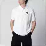 Comme des Garçons Shirt White Black Heart cotton polo shirt