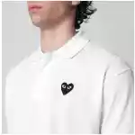 Comme des Garçons Shirt White Black Heart cotton polo shirt