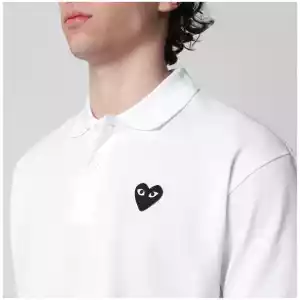 Comme des Garçons Shirt White Black Heart cotton polo shirt
