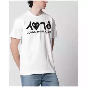 Comme des Garçons Shirt White cotton T-shirt with logo print