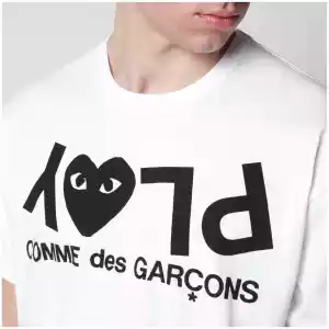 Comme des Garçons Shirt White cotton T-shirt with logo print