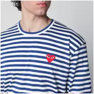 Comme des Garçons Shirt Navy/white striped cotton long-sleeve top