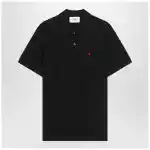Ami Paris Ami De Coeur black polo shirt