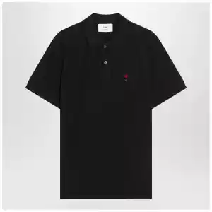 Ami Paris Ami De Coeur black polo shirt