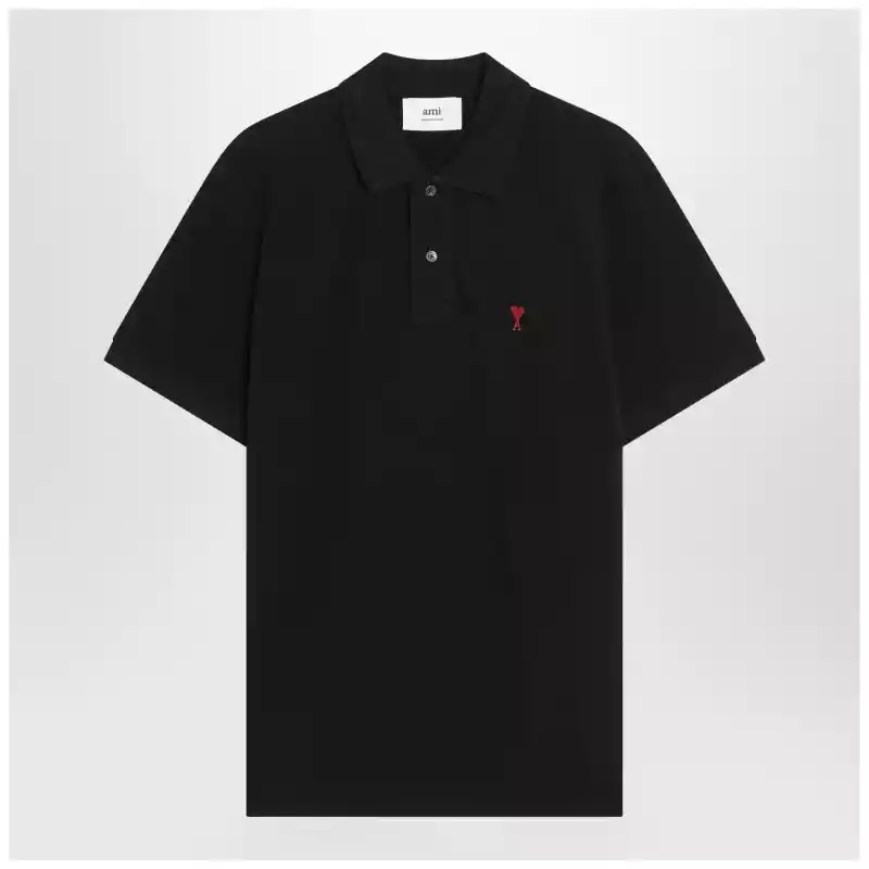 Ami Paris Ami De Coeur black polo shirt