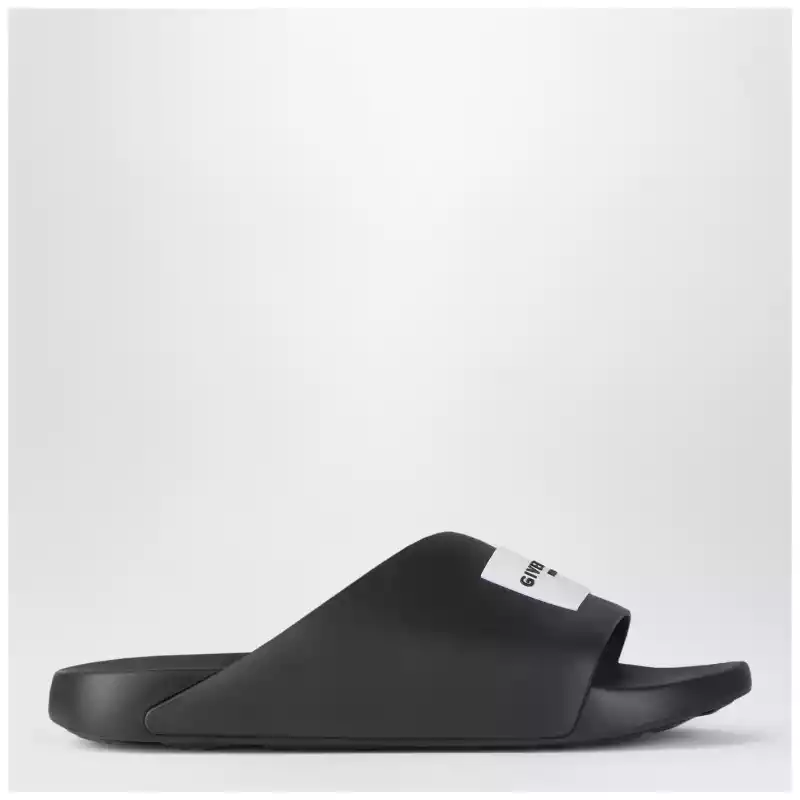 Givenchy Black rubber Label Slide flat mules