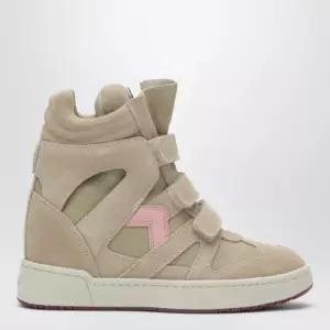 ISABEL MARANT Bekett wedge sneakers in beige/pink suede