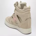 ISABEL MARANT Bekett wedge sneakers in beige/pink suede